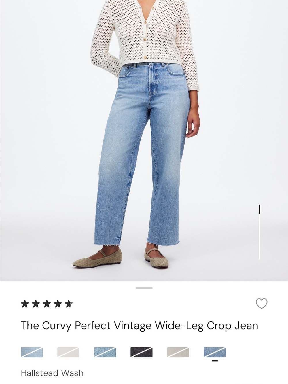 Madewell Wide‑Leg Crop Jeans in Light Blue
